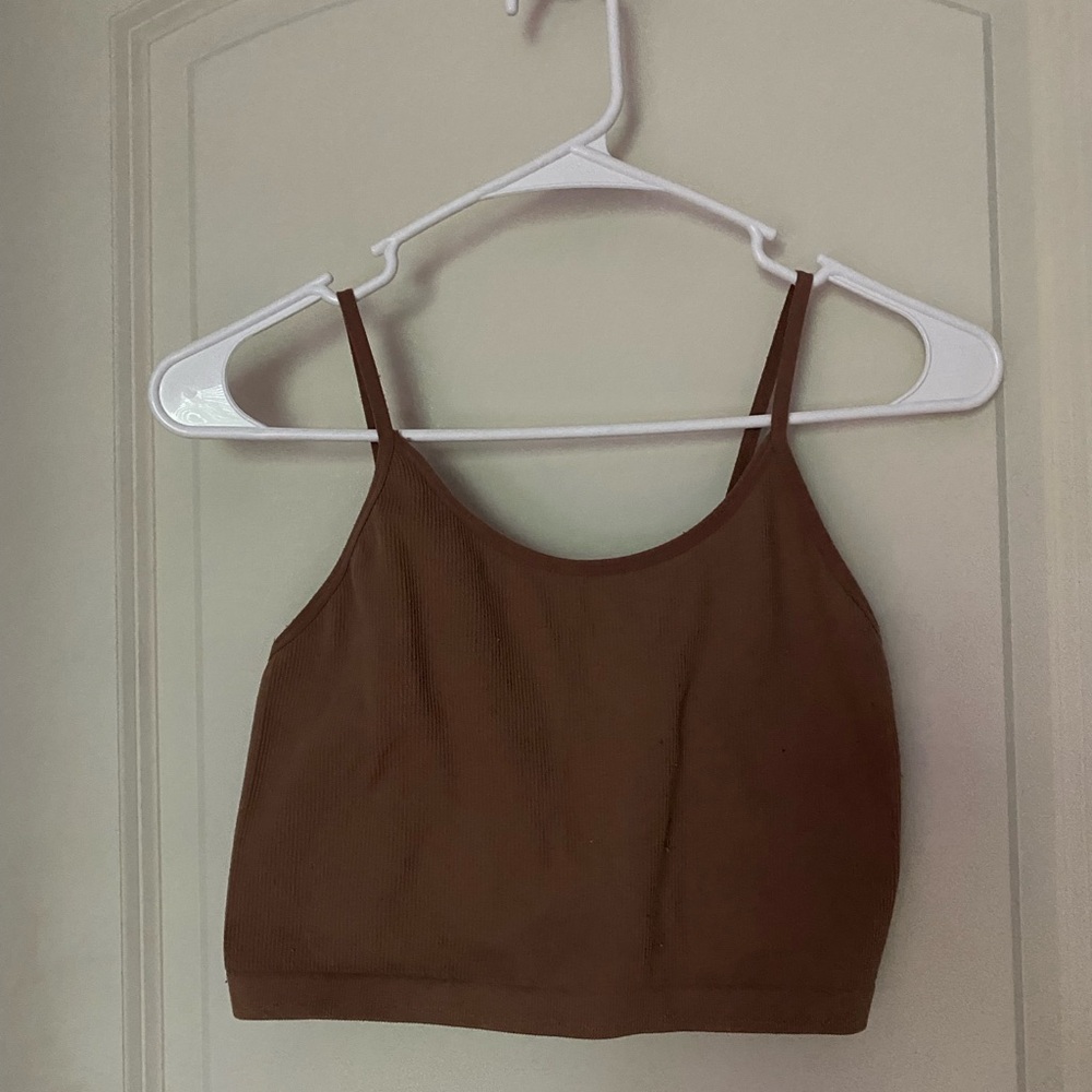 Bozzolo Brown Ribbed Tank Top